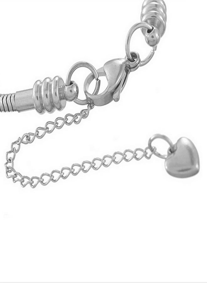 TGLS Women European 3mm Snake Chain Charm Bracelet Stainless Steel Bracelet Fits Standard Charms Bead - Image 2
